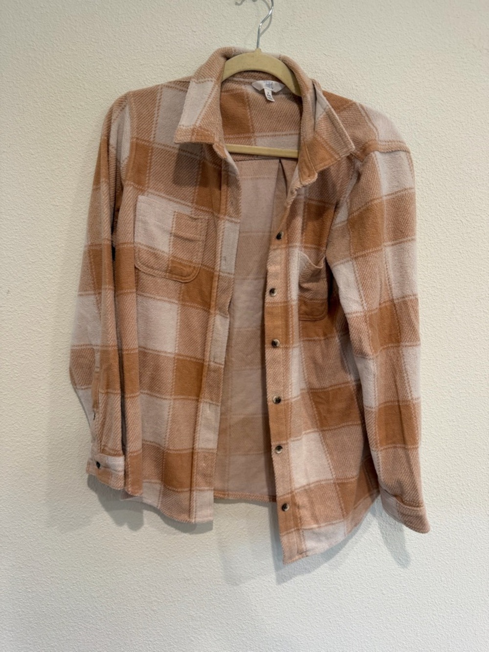 Time and Tru Peach and Cream Plaid Shacket